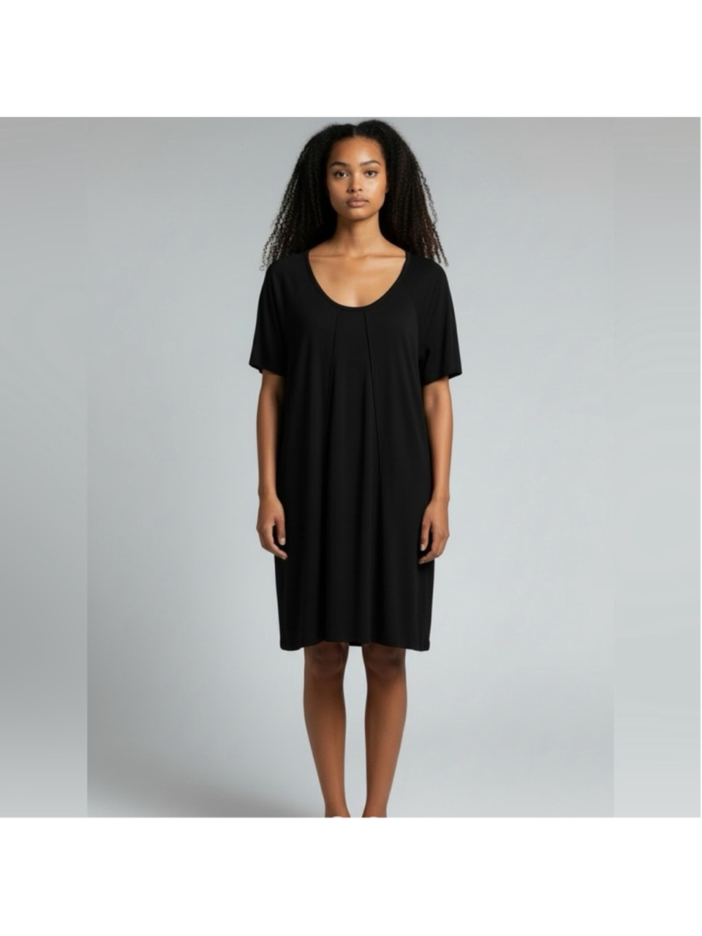 RIANI Black Short Sleeve Shift Dress Size 8 Minimalist Classic